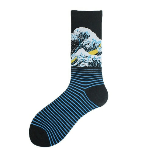 Cotton Happy Funny Socks Men Alien Planet Shark Crazy Design Sokken