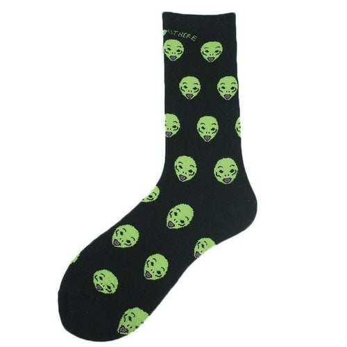 Cotton Happy Funny Socks Men Alien Planet Shark Crazy Design Sokken