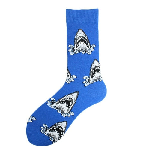 Cotton Happy Funny Socks Men Alien Planet Shark Crazy Design Sokken