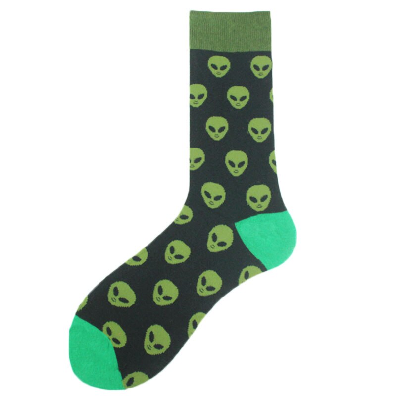 Cotton Happy Funny Socks Men Alien Planet Shark Crazy Design Sokken