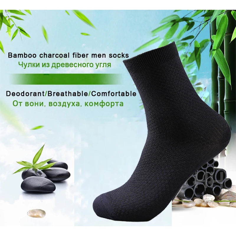 10 Pairs/Lot Men's Bamboo Fiber Socks 2023 New Compression Autumn Long