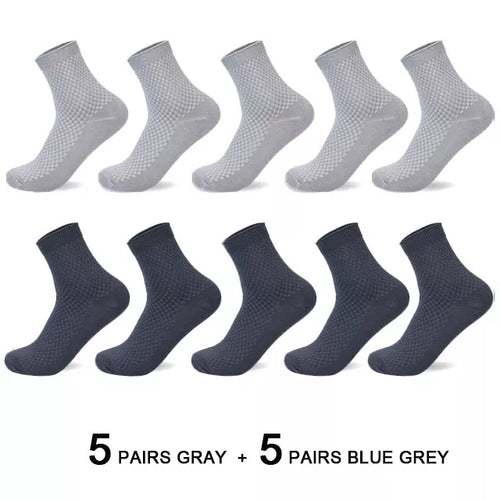 10 Pairs/Lot Men's Bamboo Fiber Socks 2023 New Compression Autumn Long