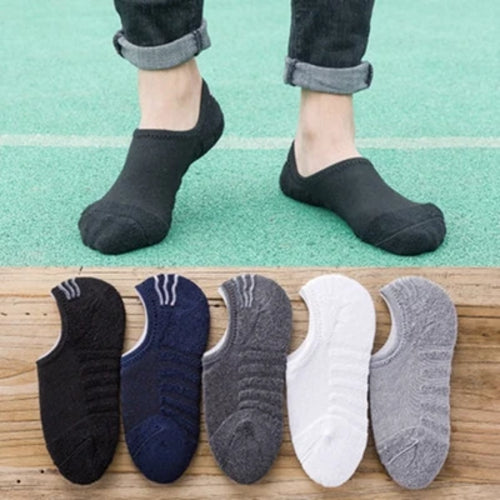 5 Pairs/Lot Men's Fashion Towel Bottom Boat Socks Cotton Sport Sweat