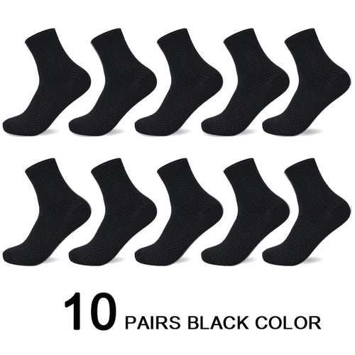 10 Pairs/Lot Men's Bamboo Fiber Socks 2023 New Compression Autumn Long