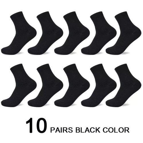 10 Pairs/Lot Men's Bamboo Fiber Socks 2023 New Compression Autumn Long