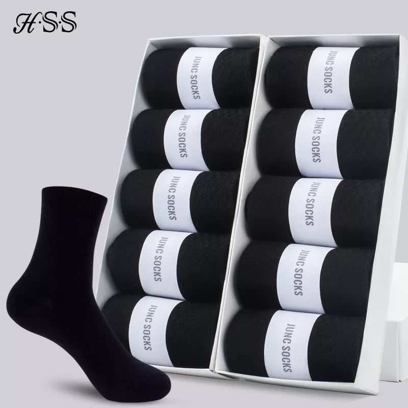 HSS Brand Men's Cotton Socks Black Business Men Socks Soft