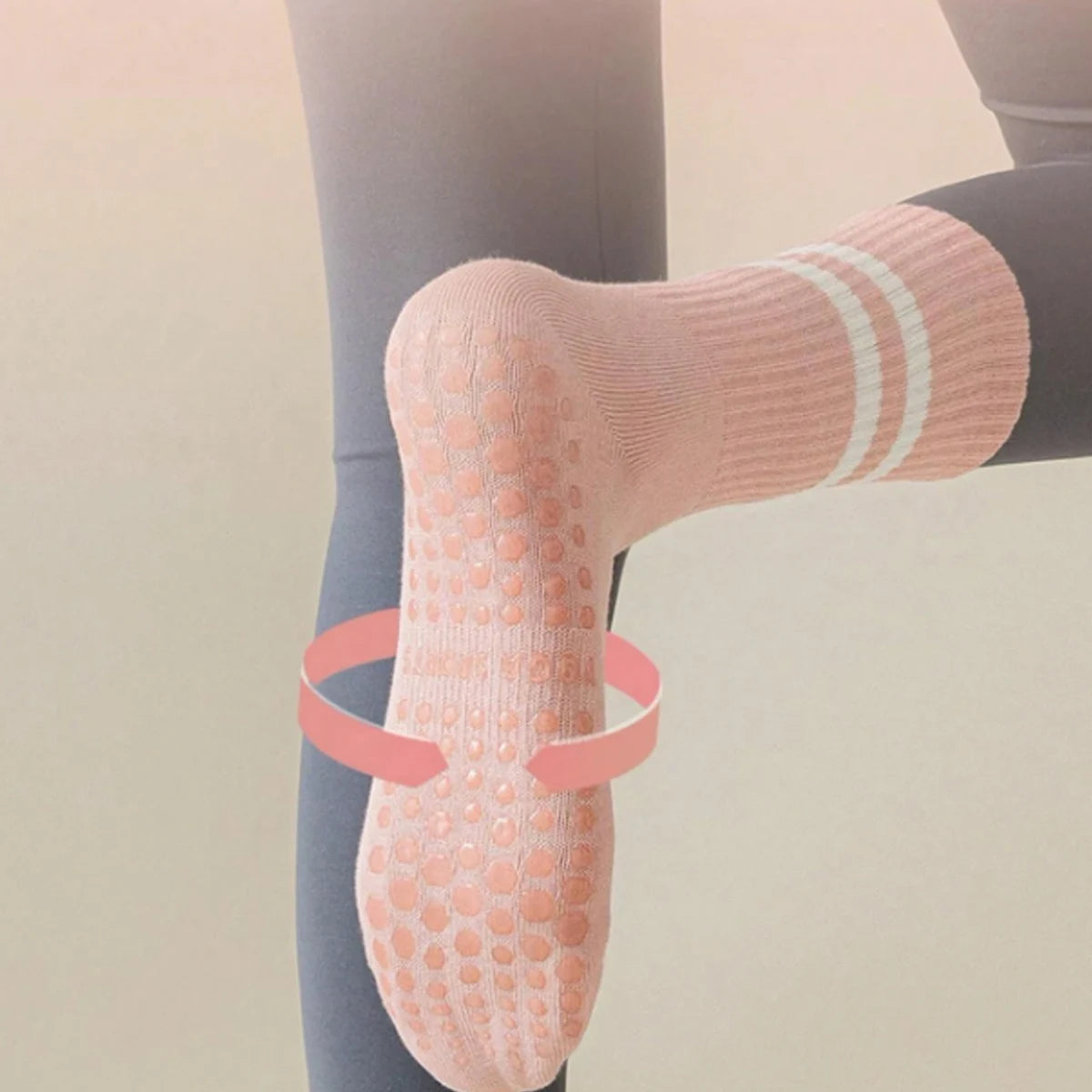 1 pair of yoga socks, medium tube socks, non slip silicone indoor