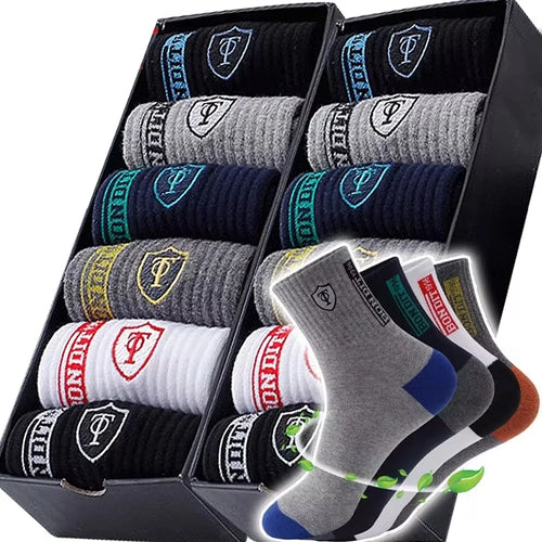 10 pairs Breathable Men's Basketball Crew Socks for Spring and Fall