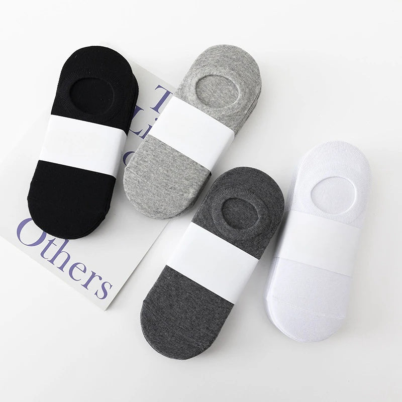 2/3/5Pair Fashion Happy Boat Socks Non-slip Silicone Invisible Cotton