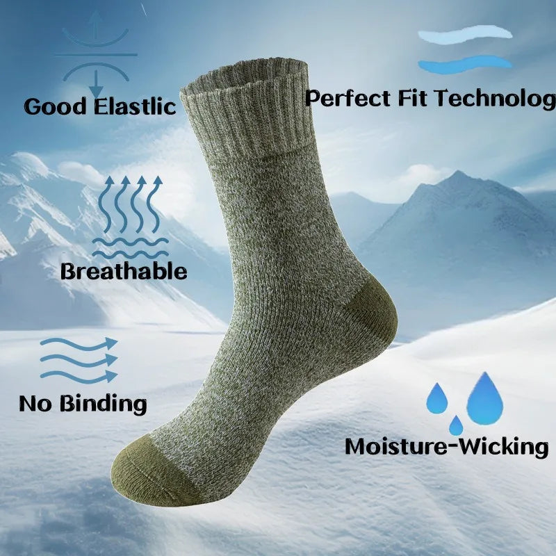5 Pairs Merino Wool Socks For Men, Super Thick Hiking Socks Thermal