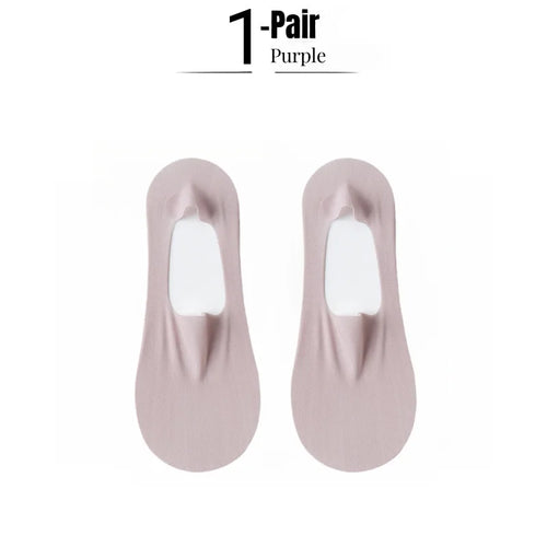 1/5 Pairs Women's No Show Socks, Ice Silk Invisible Anti-Slip