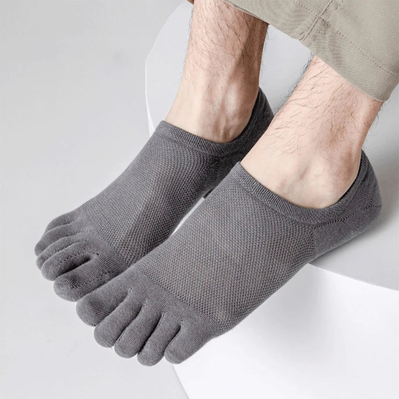 3 Pairs/lot Men's Socks Breathable Sweat Novelty Toe Socks Fashion