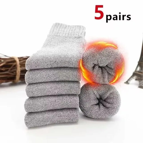 5 Pairs Autumn Winter Men Thicken Wool Socks Women Towel Keep Warm