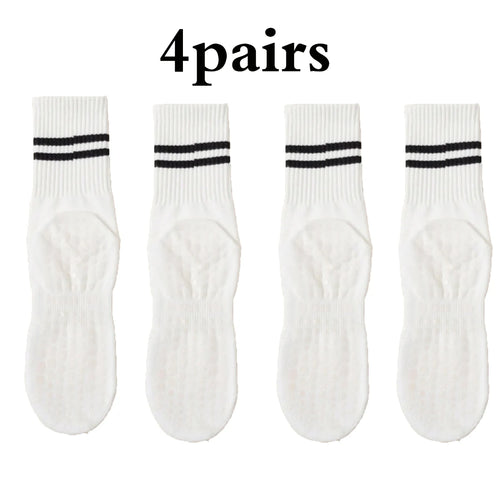 1 pair of yoga socks, medium tube socks, non slip silicone indoor