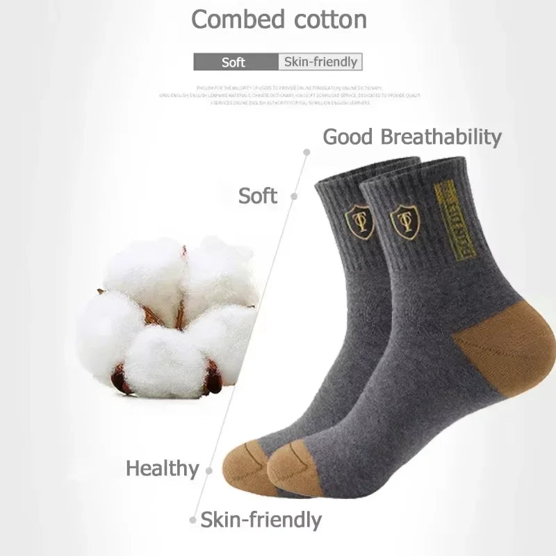 10pairs Breathable Cotton Sports Stockings Men Bamboo Fiber Autumn and