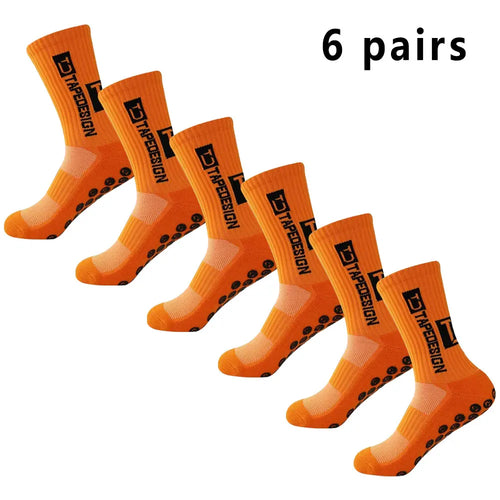 6 pairs of football socks sports socks men's mid-calf socks silicone