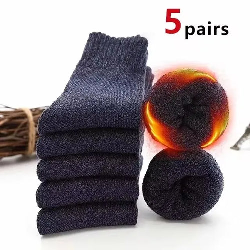 5 Pairs Autumn Winter Men Thicken Wool Socks Women Towel Keep Warm