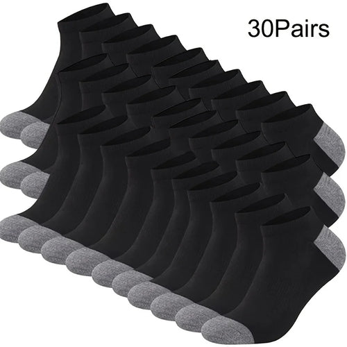 10/20/30pairs Men's Color Block Boat Socks, Fashion Breathable Comfy