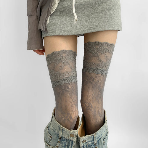 1/3pairs Women Flower Lace Fishnet Thigh High Stockings Women's Sexy