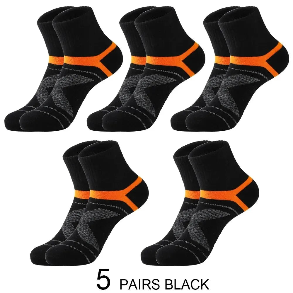 5 Pairs Lot Men's Socks Black Sports Socks Casual Run Autumn Winter