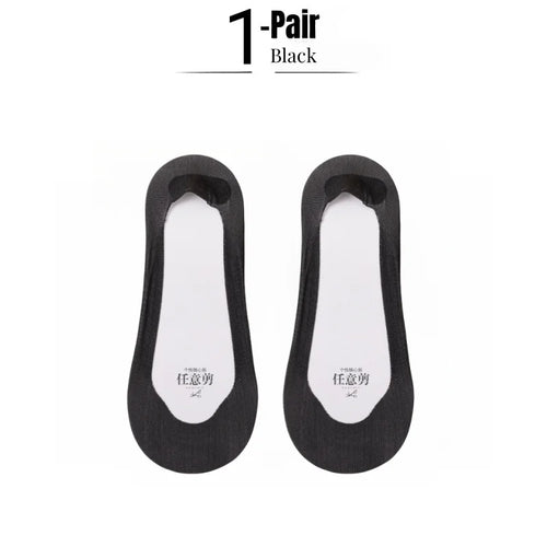 1/5 Pairs Women's No Show Socks, Ice Silk Invisible Anti-Slip