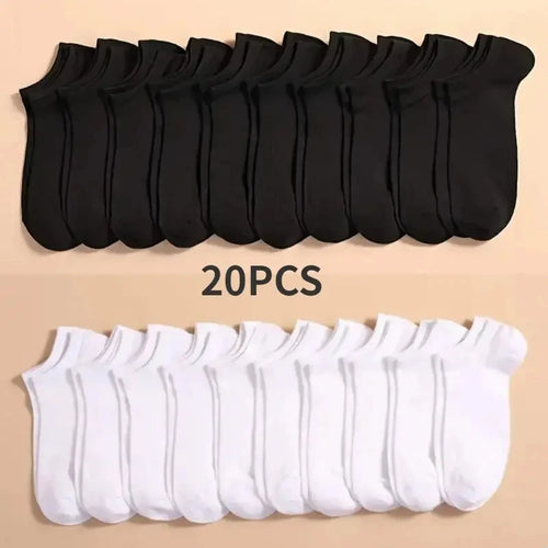 10/20 Pairs Unisex Casual Plain Color Boat Socks Thin Breathable Comfy