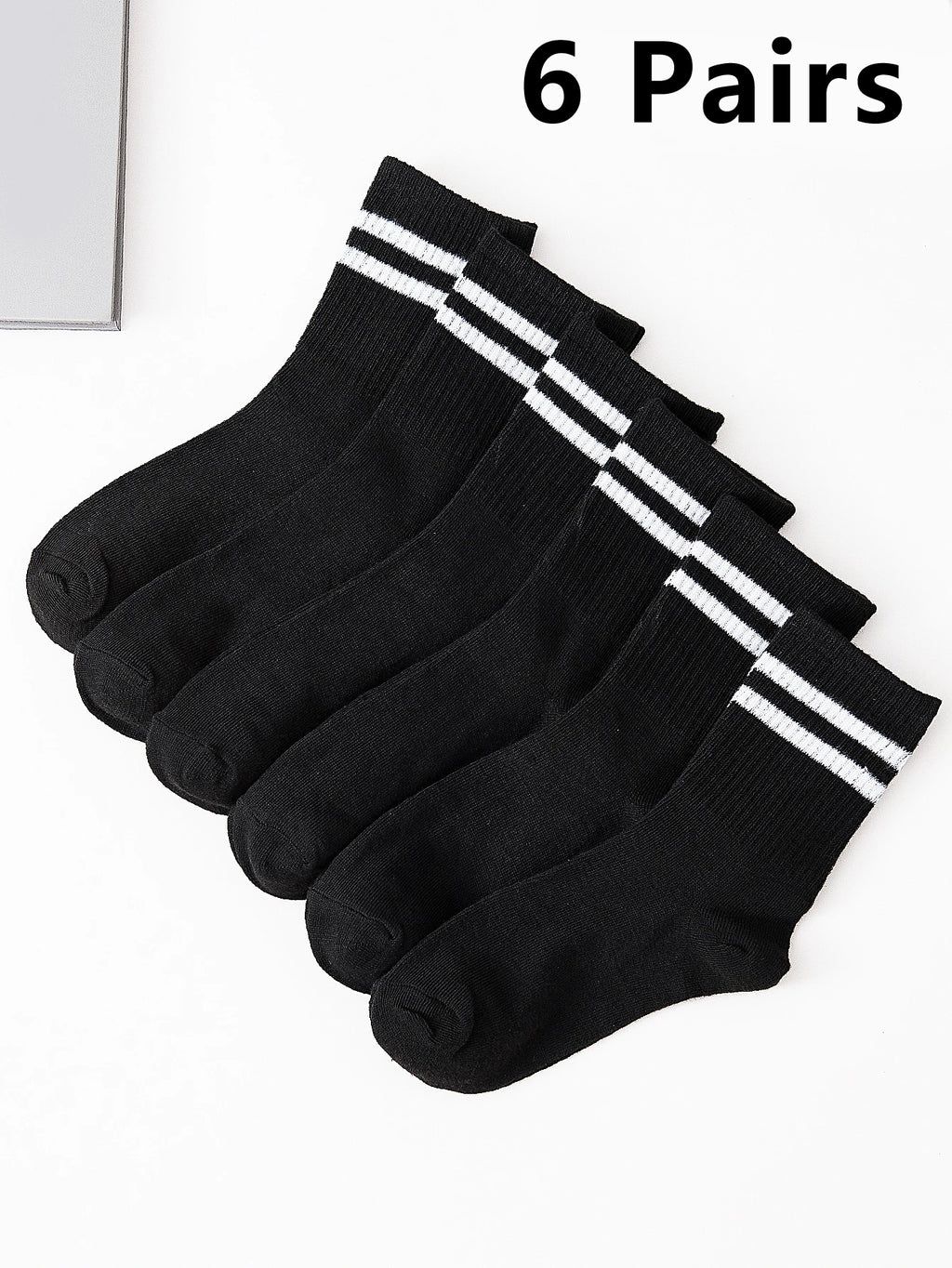 6 Pairs Popular Parallel Bars Socks Men's Business Sports
