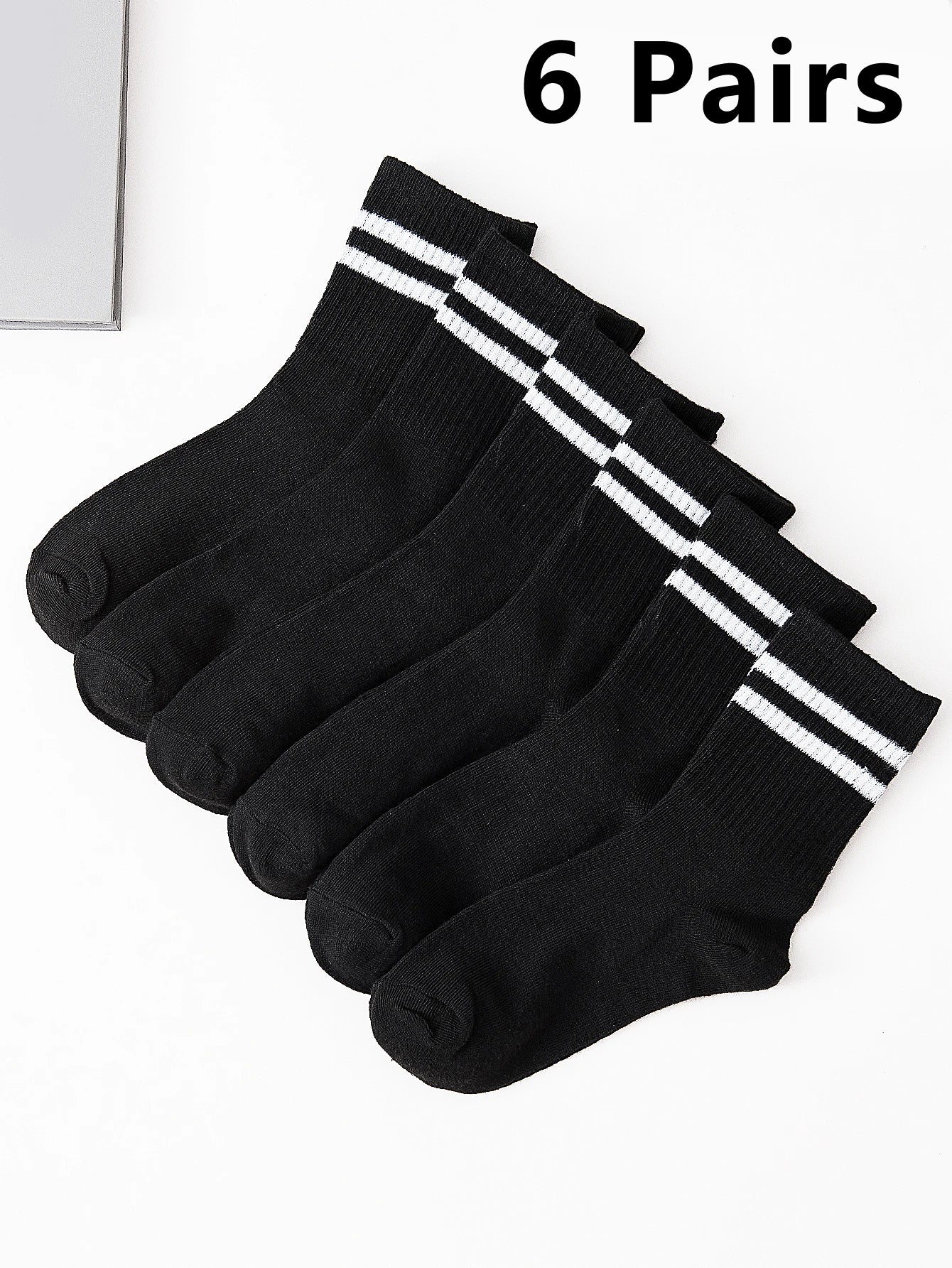 6 Pairs Popular Parallel Bars Socks Men's Business Sports