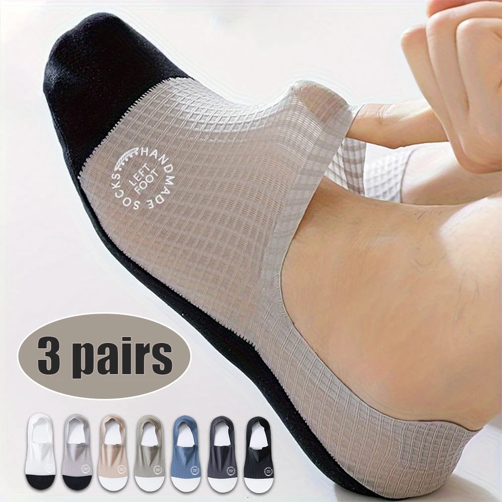 3Pairs Men's Invisible Socks Thin Breathable Comfortable High Quality