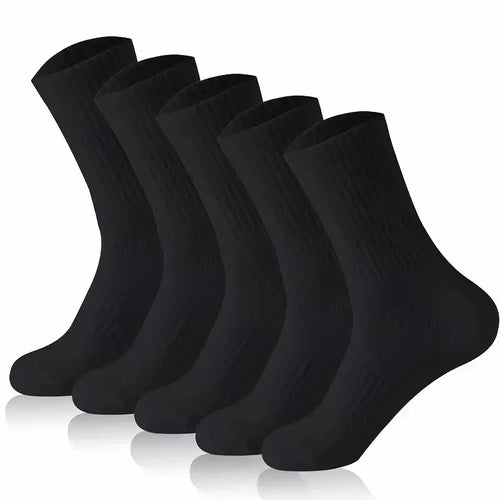 5/10/20 Pairs Neutral Solid Color Round Neck Socks Spring Autumn Sweat