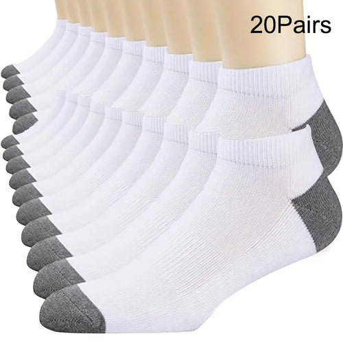 10/20/30pairs Men's Color Block Boat Socks, Fashion Breathable Comfy