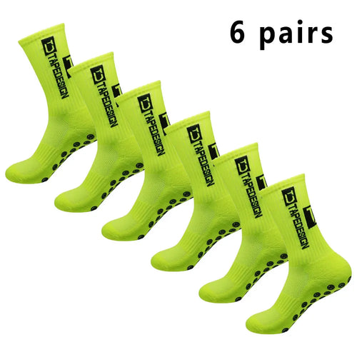 6 pairs of football socks sports socks men's mid-calf socks silicone
