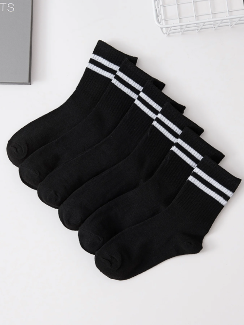 6 Pairs Popular Parallel Bars Socks Men's Business Sports