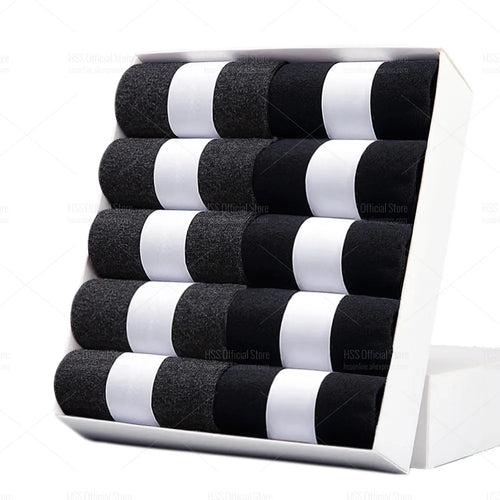 HSS Brand Men's Cotton Socks Black Business Men Socks Soft