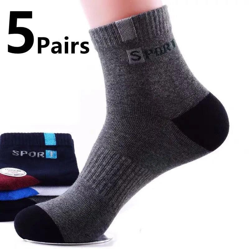 5Pairs/Lot Men's Socks Mid-tube Socks Absorb Sweat Running