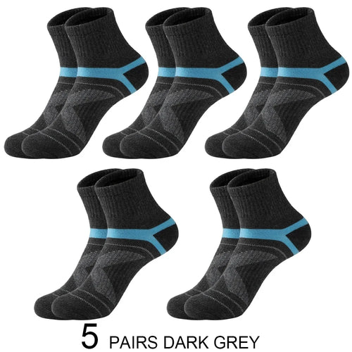 5 Pairs Lot Men's Socks Black Sports Socks Casual Run Autumn Winter