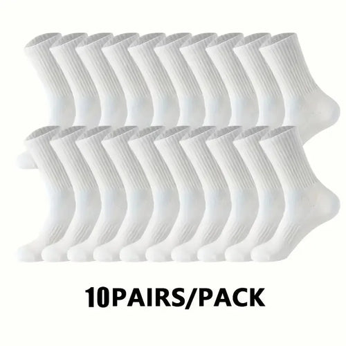 5/10/20 Pairs Neutral Solid Color Round Neck Socks Spring Autumn Sweat