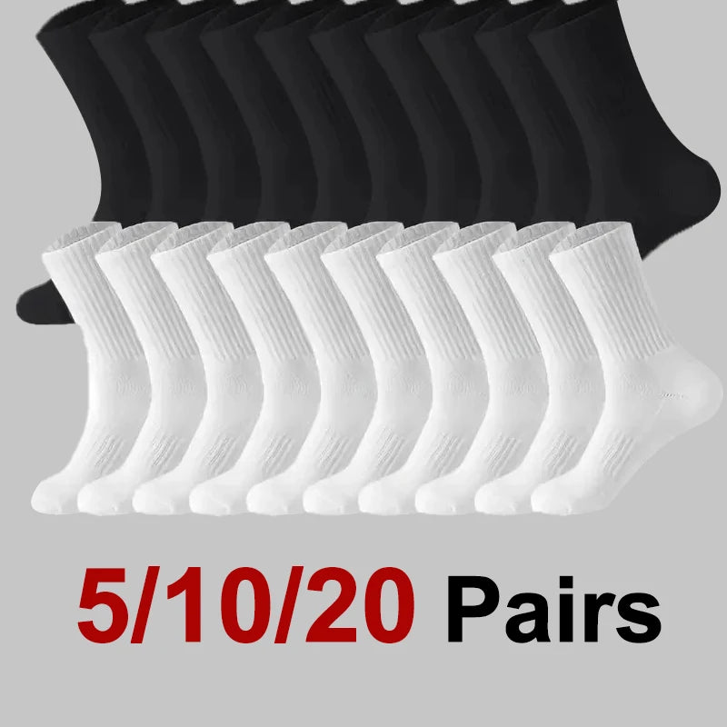 5/10/20 Pairs Neutral Solid Color Round Neck Socks Spring Autumn Sweat
