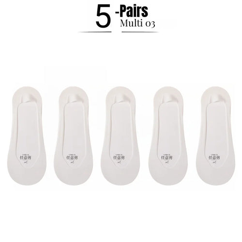 1/5 Pairs Women's No Show Socks, Ice Silk Invisible Anti-Slip