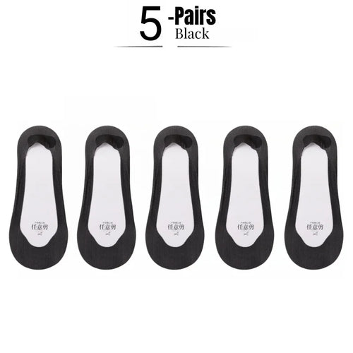 1/5 Pairs Women's No Show Socks, Ice Silk Invisible Anti-Slip