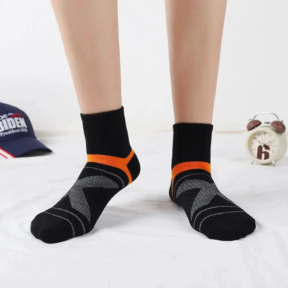 5 Pairs Lot Men's Socks Black Sports Socks Casual Run Autumn Winter