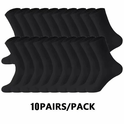 5/10/20 Pairs Neutral Solid Color Round Neck Socks Spring Autumn Sweat
