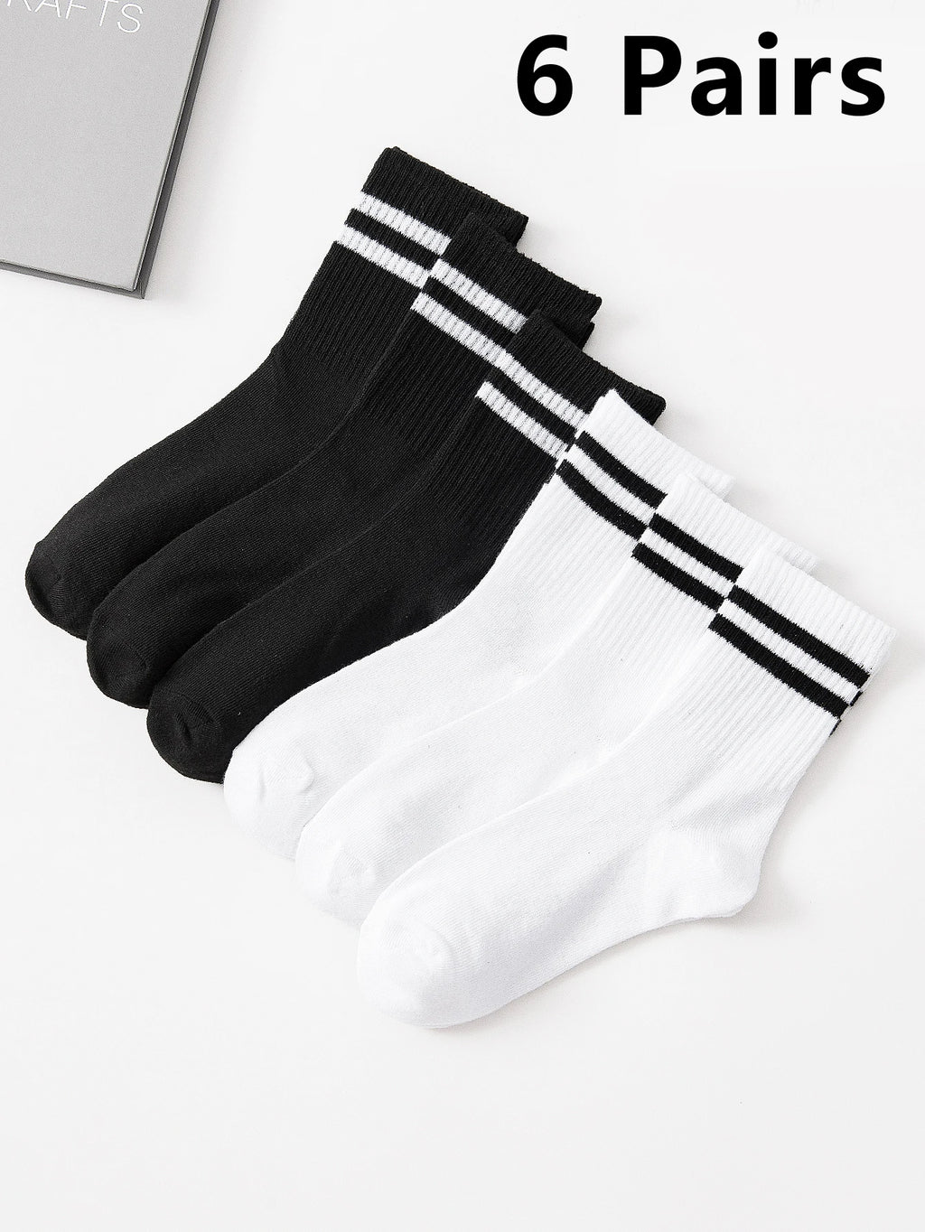 6 Pairs Popular Parallel Bars Socks Men's Business Sports