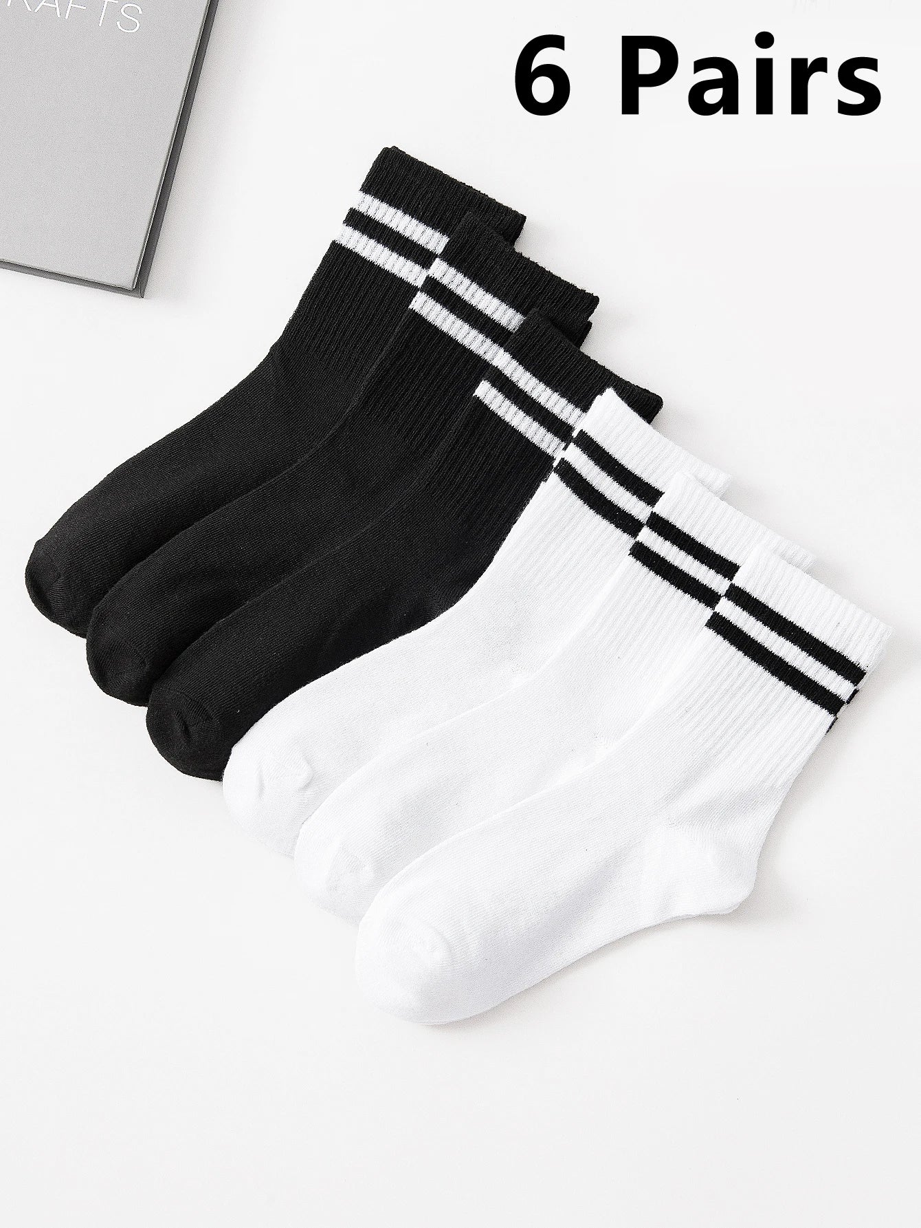 6 Pairs Popular Parallel Bars Socks Men's Business Sports