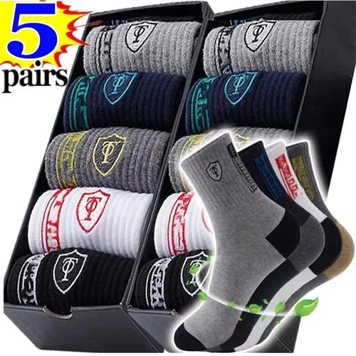10pairs Breathable Cotton Sports Stockings Men Bamboo Fiber Autumn and