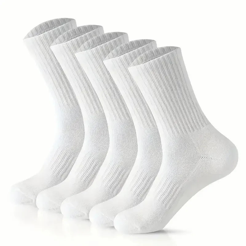 5/10/20 Pairs Neutral Solid Color Round Neck Socks Spring Autumn Sweat