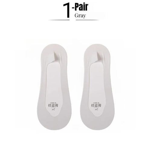 1/5 Pairs Women's No Show Socks, Ice Silk Invisible Anti-Slip