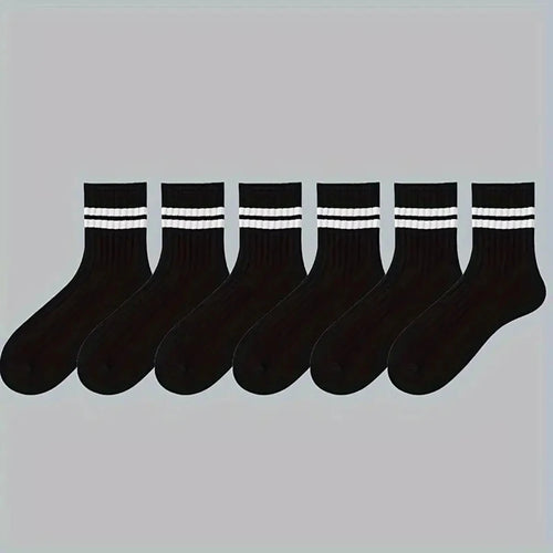 2/6/10/20 Pairs Neutral Striped Round Neck Socks Spring Autumn Sweat