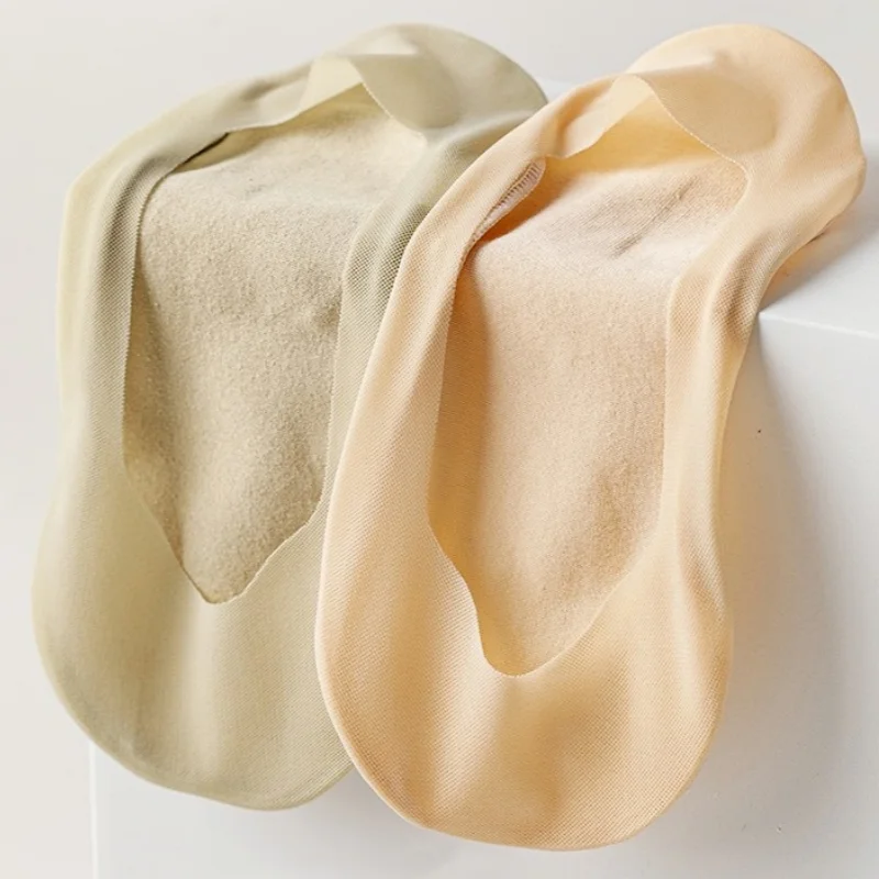 1/5 Pairs Women's No Show Socks, Ice Silk Invisible Anti-Slip