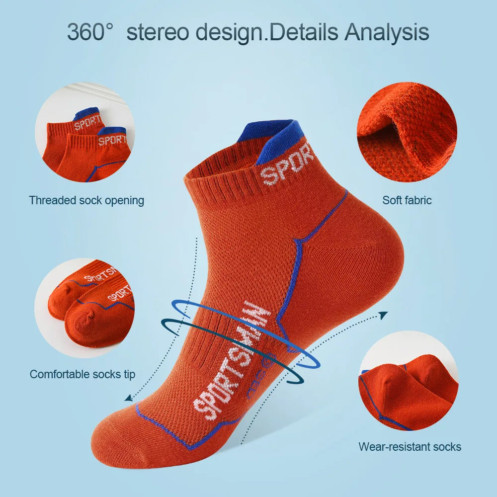 6 Pairs Socks Men's Short Socks Sweat Absorbent and Odorous Basketball